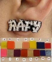 14k Gold Overlay Personalized Any Name Stud Earrings double plated with color on - $39.99