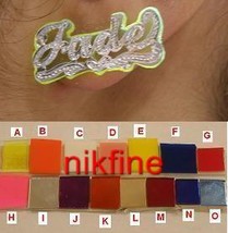 925 silver Personalized Any Name Stud Earrings double plated with color ... - $39.99