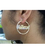Personalized 14k Gold Overlay Any Name hoop Earrings  1 1/2 inch plain /a1 - $41.10 CAD