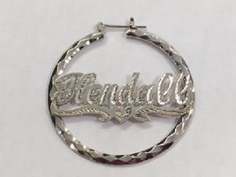Personalized 925 silver plated  Any Name hoop Earrings  Bamboo 2 inch - £23.56 GBP