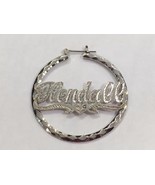 Personalized 925 silver plated  Any Name hoop Earrings  Bamboo 2 inch - $41.10 CAD