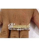 14k gold overlay Personalized Any Name Rings nameplate 2- two finger rin... - £31.26 GBP
