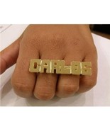 14k gold overlay Personalized Any Name Rings nameplate 2- two finger rin... - $761.39 MXN