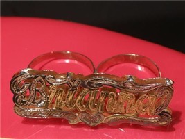 14k gold overlay Personalized Any Name Rings nameplate 2- two finger rings - £47.78 GBP