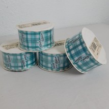 Lot of 4 Offray NOS Wired Tablecloth Checks Ribbon Spring Green White Plaid 1.5" - £7.66 GBP