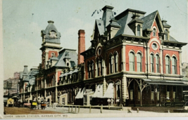 1913 Union Station Kansas City Missouri Locomotive Train Station Postcard - £8.93 GBP