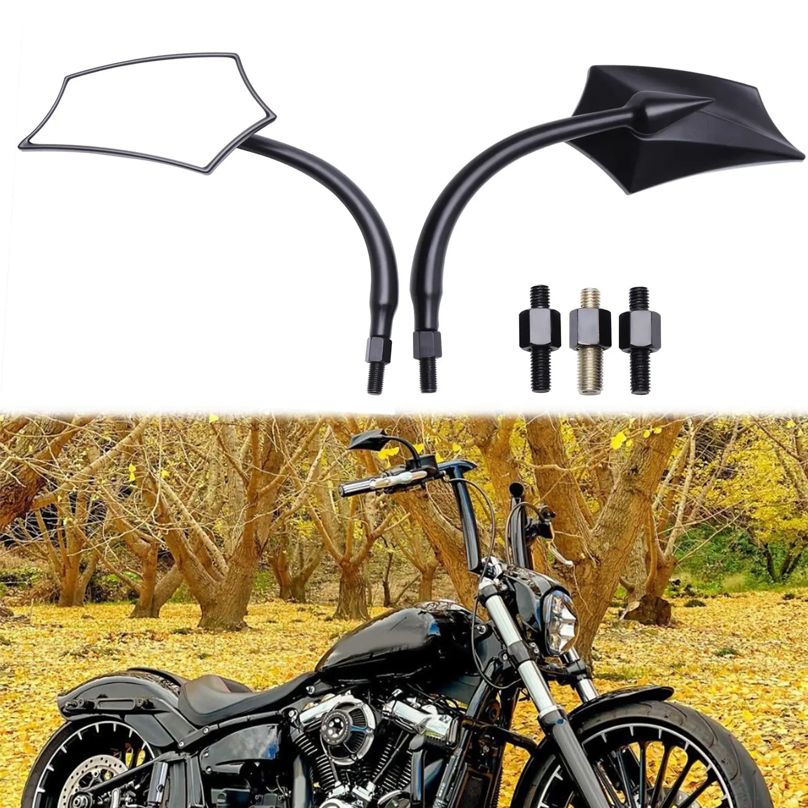 8mm 10mm Black Motorcycle Rear View Mirror Side Mirrors For Street Bike Sports - £31.78 GBP