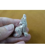 Y-COY-32) little gray spotted COYOTE wolf wild dog SOAPSTONE stone PERU ... - $8.59