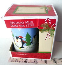 Xmas Penguins Snow Fun Coffee Mug Cup Hot Cocoa 2006 original box - $12.82