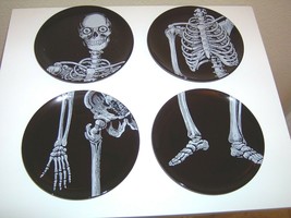 Set of 4 Department 56 Halloween Skeleton Skull Bones Plates Dessert Appetizer  - £19.97 GBP
