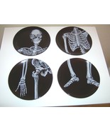 Set of 4 Department 56 Halloween Skeleton Skull Bones Plates Dessert App... - £19.60 GBP