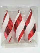 (3) Christmas Holiday LARGE Red White Candy Cane Peppermint Ornaments 8.5&quot; - £26.10 GBP