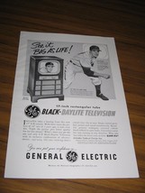 1951 Print Ad GE General Electric Black-Daylite Television TV Bob Feller Indians - £10.85 GBP