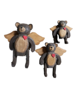 Set of 3 Vintage Carved Wood Teddy Bear Moveable Arms Legs Angel Wings - £21.01 GBP