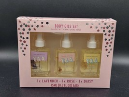 New 3 Piece Gift Set Yaa Girl&#39;s Body Oils Lavender Rose Daisy 1/2 Ounce Each - £12.60 GBP
