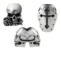 Alchemy Gothic ABR1 Alchemy Beard Rings/Beads Hair Skull Rose Cross Coffin - £23.11 GBP