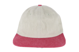 NOS Vintage 90s Streetwear Blank Stonewashed Canvas Strapback Hat Cap Beige Red - £23.18 GBP