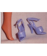 Barbie doll shoes purple ankle strap open toe heels vintage soft vinyl M... - $9.99