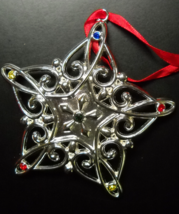 Lenox Christmas Ornament Sparkle and Scroll Snowflake Multi Crystal Silverplate - £7.83 GBP