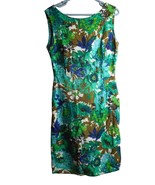 Vintage Floral V Back Handmade Lined Sleeveless Dress 1960s zip back Sz M - $59.99