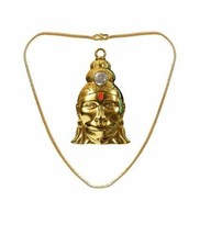 Shri Panchmukhi Hanuman Chalisa Yantra Pendant Hanuman Kavach Gold Plated Chain - £33.23 GBP