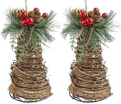 Christmas Mistletoe Decorations, Christmas Decorations Rattan Pendant 7&quot; Two Pcs - $14.84