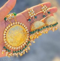 Indian Kundan Gold Plated Beaded Jewelry Set Tikka Tika Earrings ShoMe516 05 - £31.42 GBP