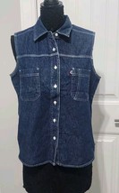 Route 66 Womens Large LS Lightweight Western Rocker Denim Blue Sleeveles... - $17.00