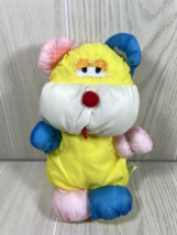 Dan Brechner Plush Toy Co Inc small nylon vintage teddy bear yellow blue pink - £15.77 GBP