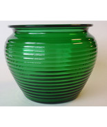 Forest Green Ribbed Glass Florist Bowl Vase;Tobacco Jar-5&quot; x 5¾&quot;;SHORT F... - $24.99