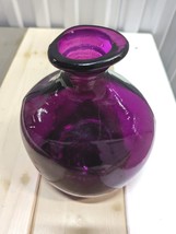 Amethyst Purple Bubble Round Vase San Miguel Recycled ArtGlass Vidrios Handcraft - £59.25 GBP