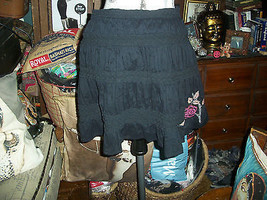 Anthropologie Free People Lovely Jet Black Beaded Boho Skirt Size S/M - £11.87 GBP