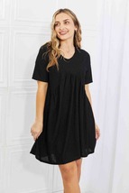 BOMBOM Another Day Swiss Dot Casual Dress in Black - £32.37 GBP