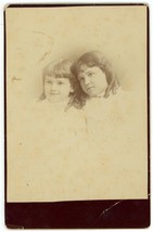Antique Circa 1880s ID&#39;d Cabinet Card 2 Little Girls Named Deborah &amp; Louise Donn - £8.89 GBP