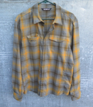 Arcteryx Shirt Mens Medium M Gryson Flannel Striped Snap Front Gray Oran... - £59.58 GBP