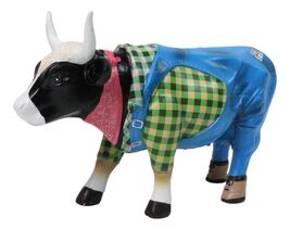 Cow Parade Western Country Farmer Cow In Bib Overalls Collector&#39;s Figurine - €41,49 EUR