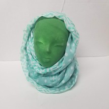 Green Polka Dot Infinity Scarf Silky Geometric 12&quot; Wide - $7.92