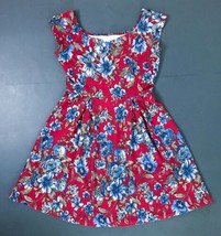 Gilli Stretchy Maroon Blue Floral Dress Size Small Retro Mod USA Made - £6.99 GBP