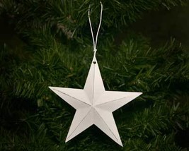 Country White Tin Star Christmas Ornament - £7.98 GBP