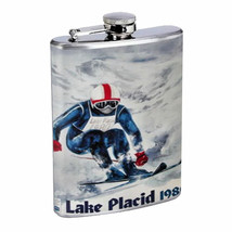 1980 Lake Placid Olympics Ski D282 Flask 8oz Stainless Steel - £11.64 GBP