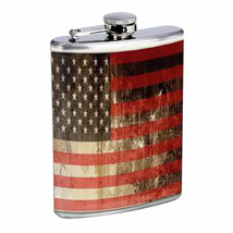 AMERICAN FLAG D5 Flask 8oz Stainless Steel Patriotic Stars and Stripes Honor - £11.66 GBP