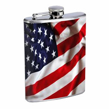 AMERICAN FLAG D4 Flask 8oz Stainless Steel Patriotic Stars and Stripes Honor - £11.63 GBP