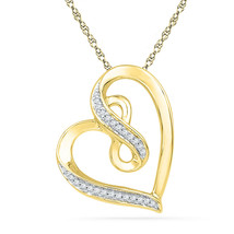 10k Yellow Gold Womens Round Diamond Heart Infinity Pendant 1/10 Cttw - £206.23 GBP