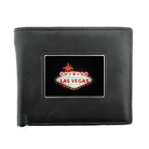Black Bifold Leather Wallet Las Vegas Design 01 Vacation City Light Casi... - £12.57 GBP