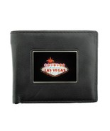 Black Bifold Leather Wallet Las Vegas Design 01 Vacation City Light Casi... - £12.47 GBP