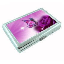 Butterflies Metal Silver Cigarette Case D3 Colorful Butterfly Monarch - £12.53 GBP