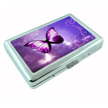 Butterflies Metal Silver Cigarette Case D7 Colorful Butterfly Monarch - £13.41 GBP