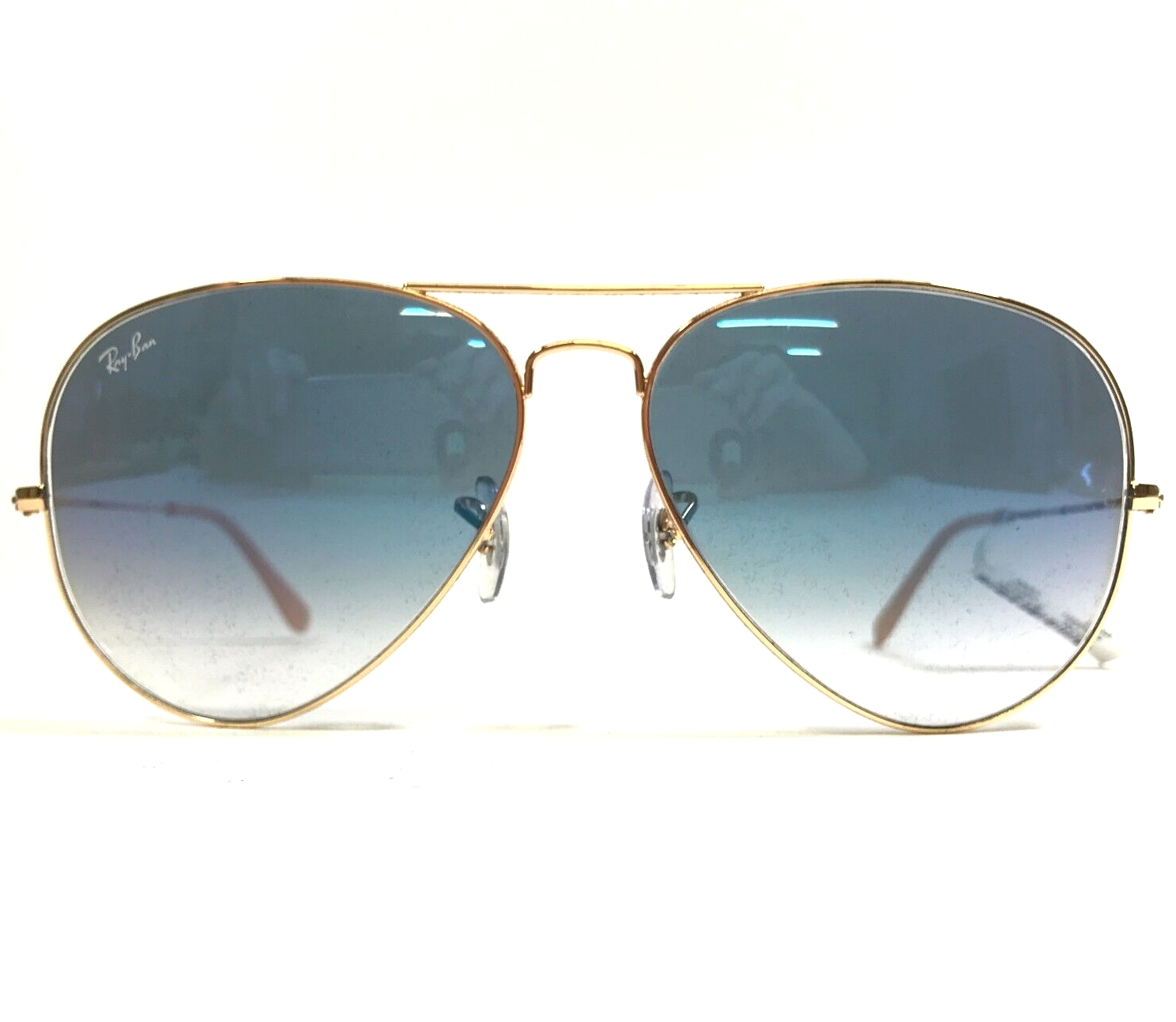 Ray-Ban Sunglasses RB3025 AVIATOR LARGE METAL 001/3F Shiny Gold with Blue Lenses - $126.01