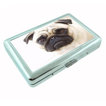 Dog pug cute Metal Silver Cigarette Case RFID Protection Metal Wallet - £13.37 GBP