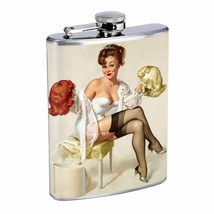 Flask 8oz Stainless Steel Classic Vintage Model Pin Up Girl Design-111 - £11.86 GBP